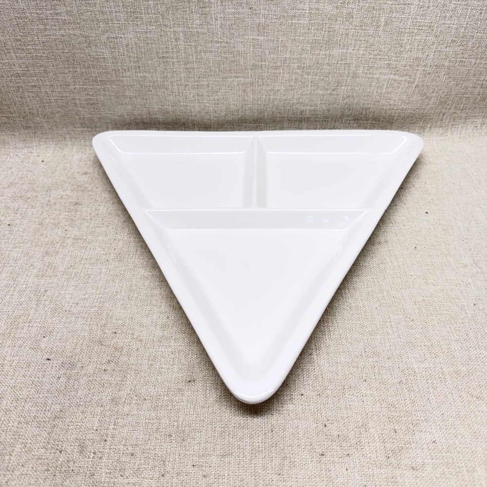 Ceriart Portugal White Ceramic Triangular‎ Divided Serving Platter 13.5 Inch